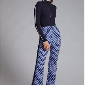 Mauve Navy and White Geometric Wide Leg Pants